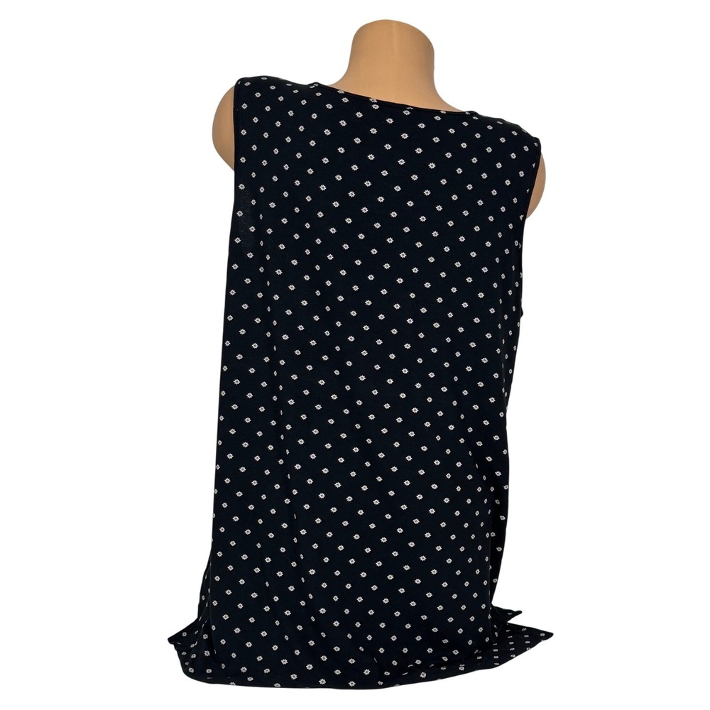 J. Jill Wearever Sleeveless Tunic Top Black White Daisy Floral Scoop Neck Large - Picture 6 of 9